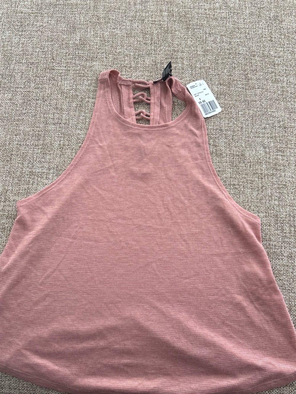 Forever 21 Rose Pink Ribbed Lace-Up Back Tank